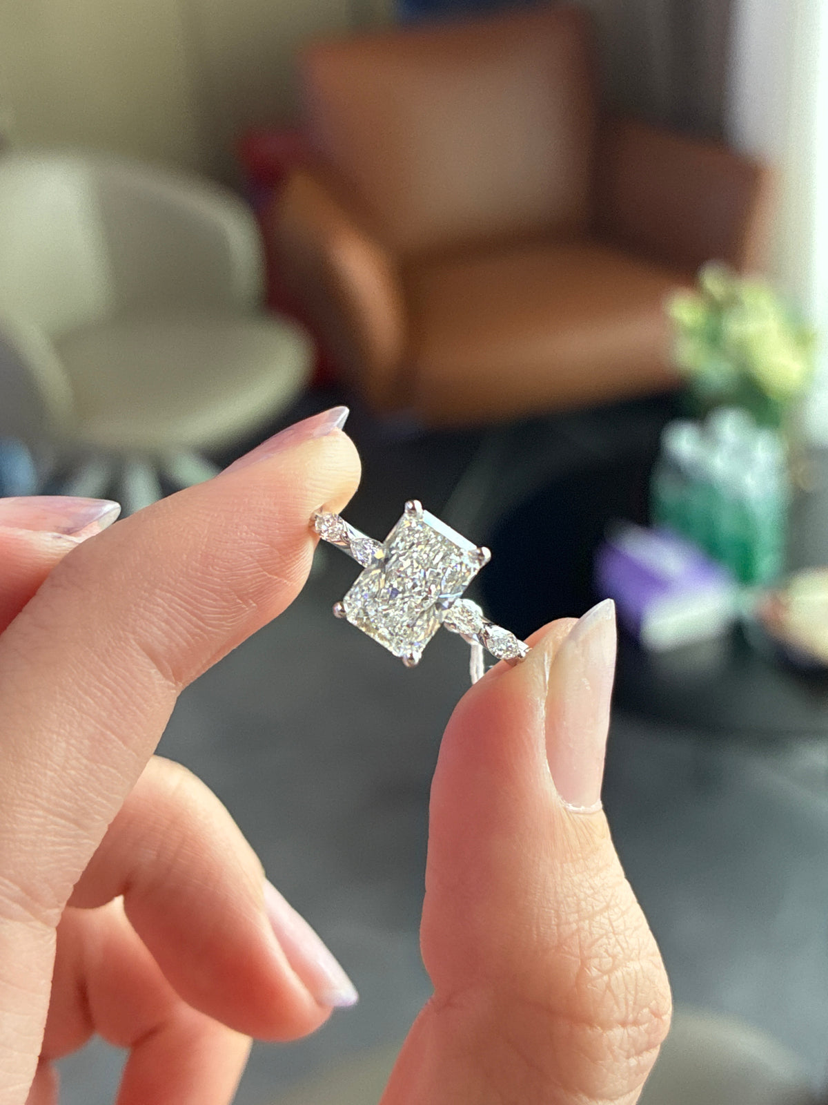 Deposit for iam_Adwoaa, 14K White gold 2ct radiant cut with hidden halo and bubble band