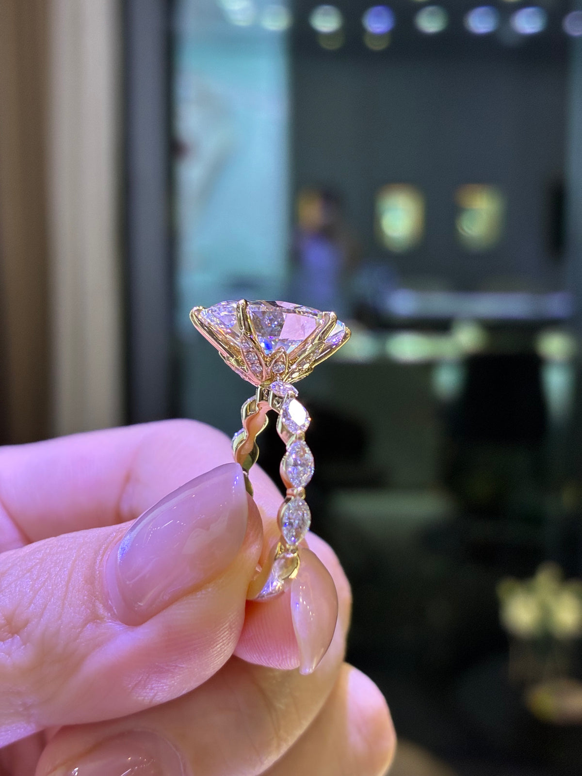 For Kona, 5.9ct total Oval Lab Diamond Solitaire Engagement Ring, E/VS1, in 14k solid yellow gold, ready to ship