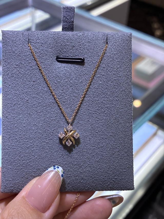 18K Gold Lab Diamond Necklace, total 0.208ct