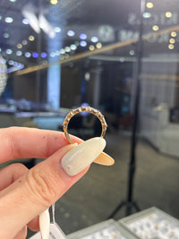 For Maria Raley 14k solid yellow marquise&round mixed bubble band 0.624ct DE color, VS VVS clarity(ready to ship)