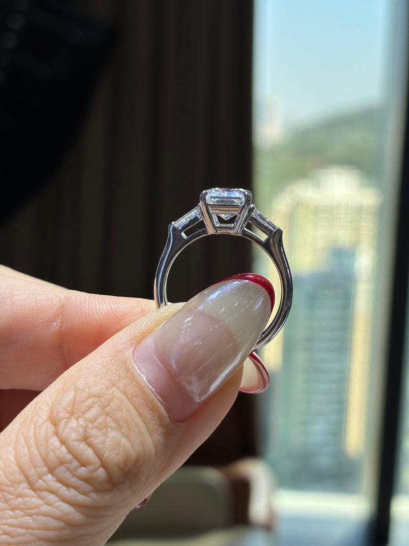 For Becky,2.5ct+0.386ct Radiant Three-stone Lab Diamond Ring
