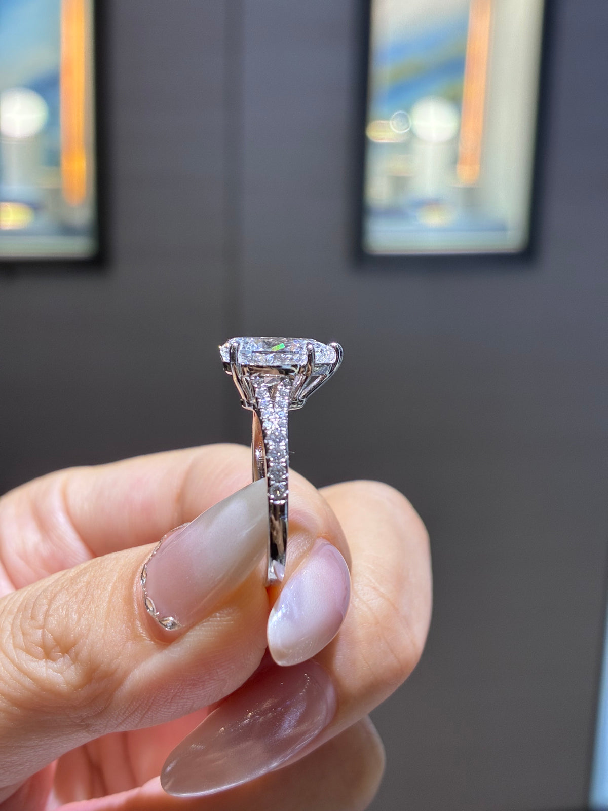 For Cheeky, 3ct+0.23ct Pear Lab Diamond Ring, D/VVD2, platinum 950