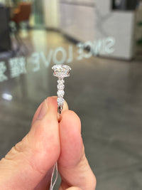 Round Brilliant Cut High Setting Bubble Band Solitaire Wedding Ring//18K Solid white gold//2.350ct Round Brilliant Cut center stone//84 side stones for total 1.162ct US Size 6
