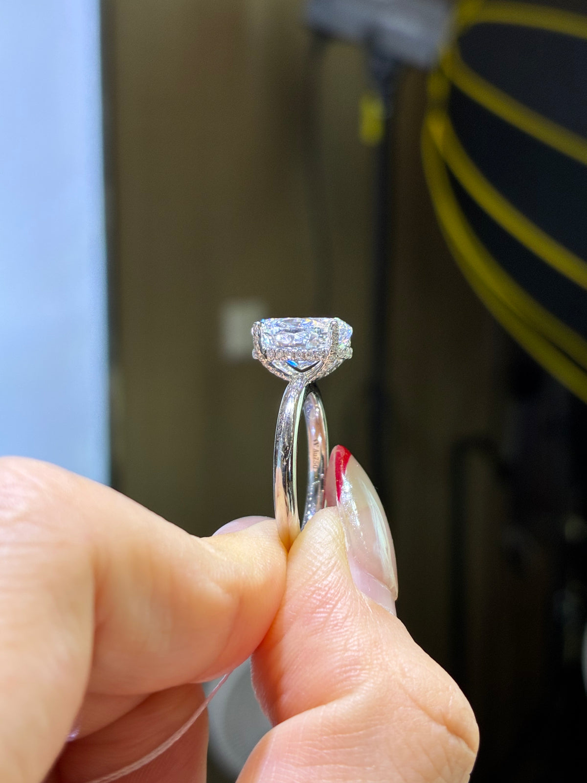 For Kayla, 3.87ct+0.168ct Oval Solitaire Hidden Halo Lab Diamond Ring, D/VVS2