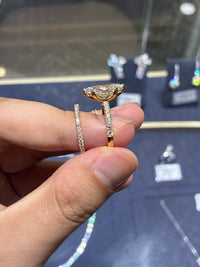 For Millie 14k white 2ct Marquise pave and 14k pave wedding band both 2.2mm