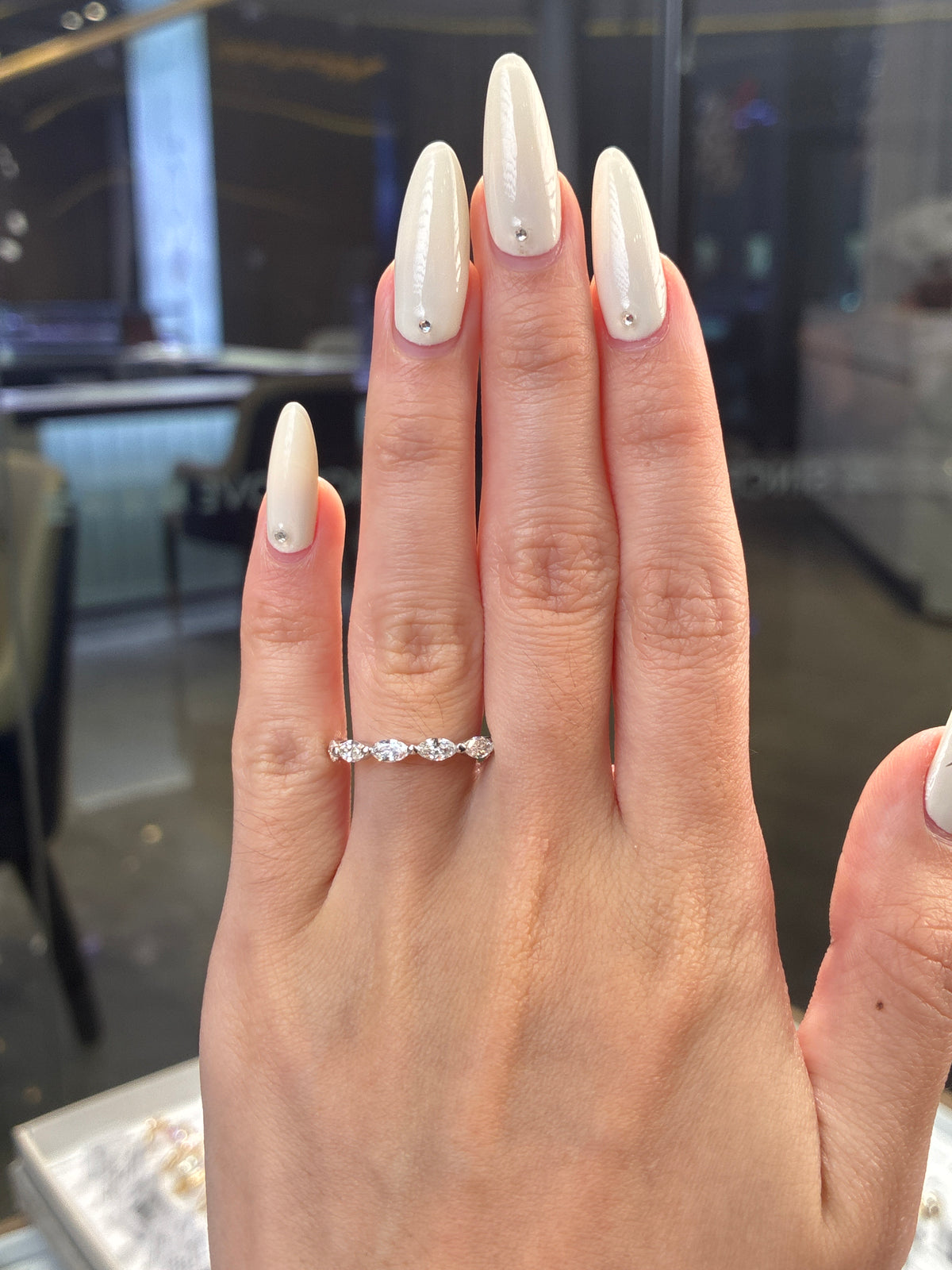 Deposit For Tammy 14K solid white gold with marquise bubble band