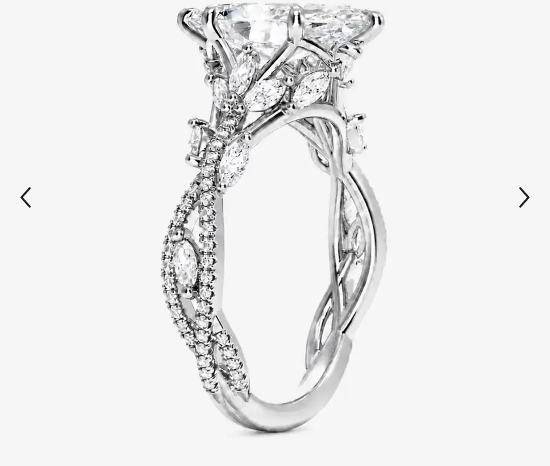 For Marjie, 14K white gold setting only, design to fit 4ct marquise loose diamonds, total 1ct sidestones,DE/VS-VVS