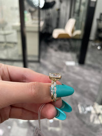 For Yu__kim134 14K solid yellow gold Radiant cut 3carat E VVS2 with 0.512ct marquise band, with a 0.597ct engagement band