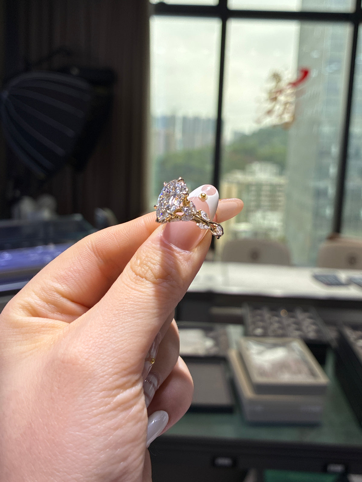 For sophie deposit 14k E/vs1 3ct marquis cut side stone 0.93ct customize