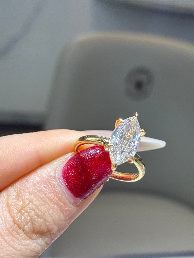 For Eri 2 ct marquis cut 14 yellow gold E/vvs2 customize