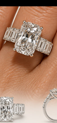 Remaining Balance for Dj Kapri,(setting only) 14k white gold, 14k white gold, around 2ct emerald cut total, size 10