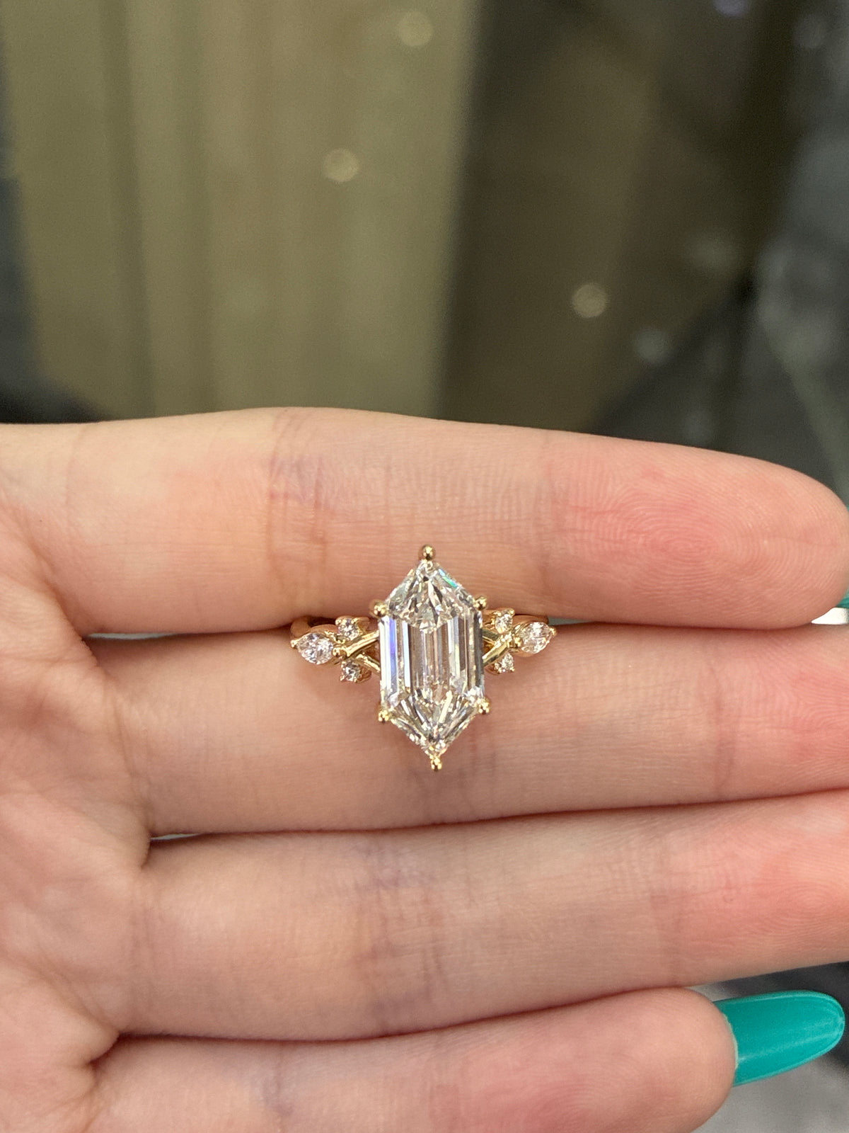 For brittany johnson 14k solid yellow gold 2 carat dutch marquise with 0.242ct side stones ring