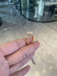 For Laney 14k yellow gold ring with 4ct elongated cushion diamond