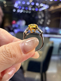 For Anaya, deposit 1 for custom 5carat Yellow Oval diamond,with 1ct total pear sidestones trilogy engagement ring , FVY/ VS1, in 14k white gold