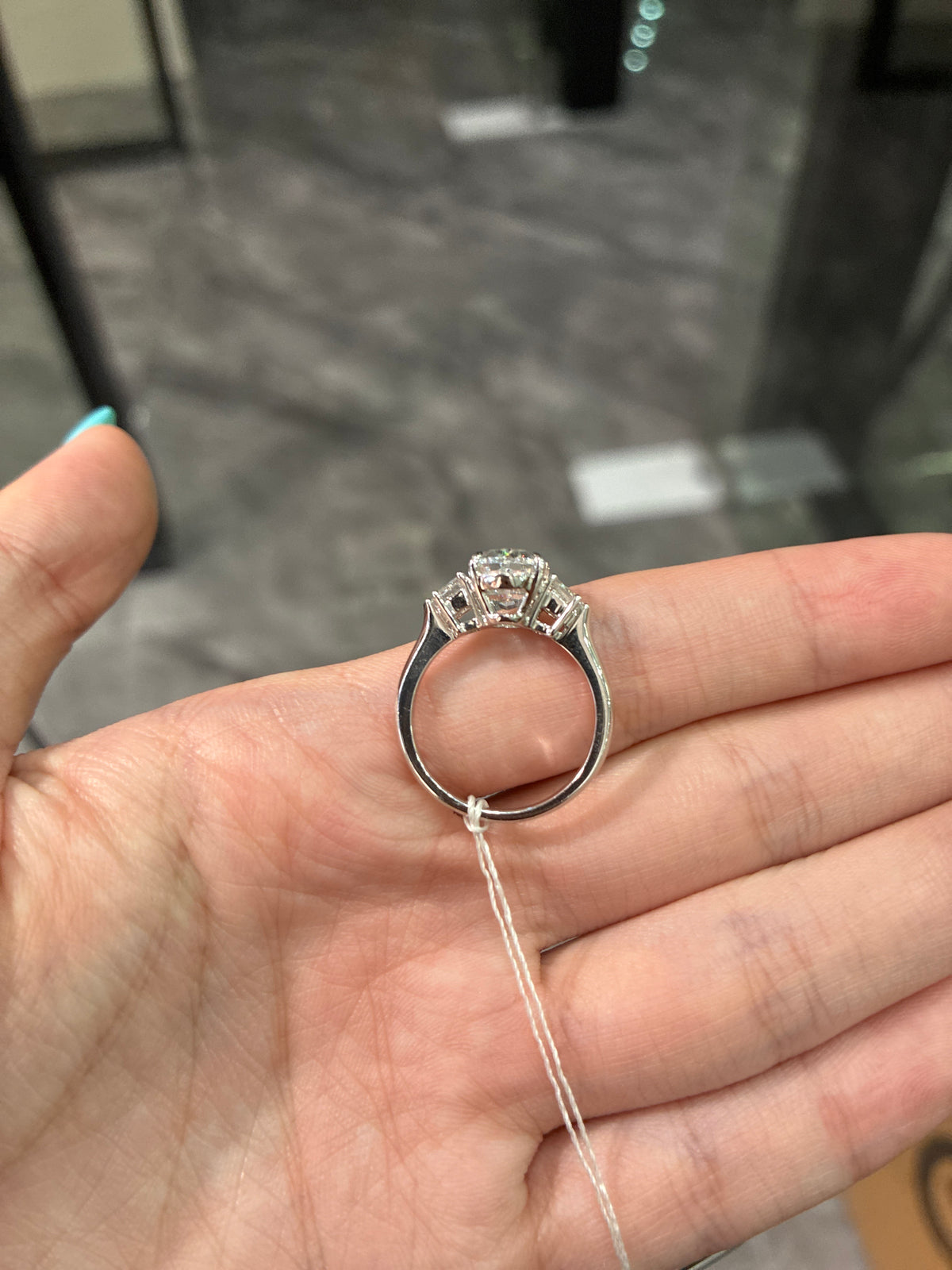 Deposit For Cynthia 14K solid white gold 3.24ct D VS1 with 0.702 side stones