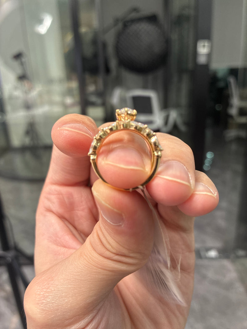 Wedding Set For Jeismary//Solitaire: 18K solid yellow gold//1.71ct Marquise Cut center stone//D/VS1+Band//14K solid yellow gold//7 stones for total 0.624ct US Size 6