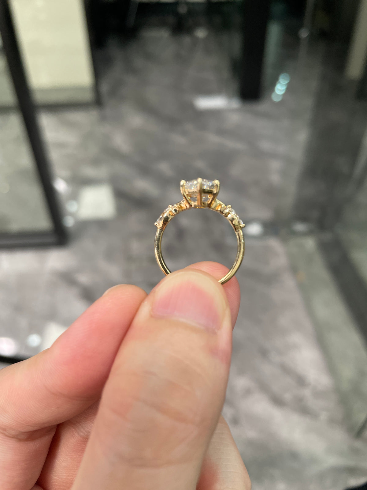 For Damian Dutch Marquise Solitaire Ring|3ct Dutch Marquise center stone|E/VS1|14K solid yellow gold|6 stones for total 0.242ct|US Size 5