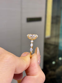 For Luz, 3ct Oval Solitaire with 0.625ct Marquis sidestones in 18k gold