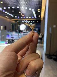For tia_kawakami503 twisted wand solitaire ring 3.29ct oval center stone 18K solid yellow gold E/VVS2 US Size 6