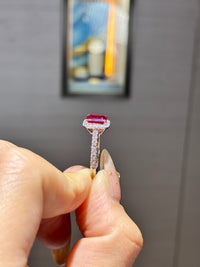 For Quennie, Custom Ruby Lab Diamond Ring, 1.365ct+0.377ct, 18k yellow gold