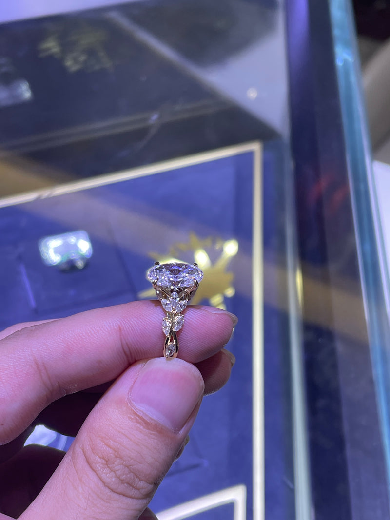 For Sweet Basil 14k yellow gold main stone 3.03ct D/VS1 side stone 1.08ct