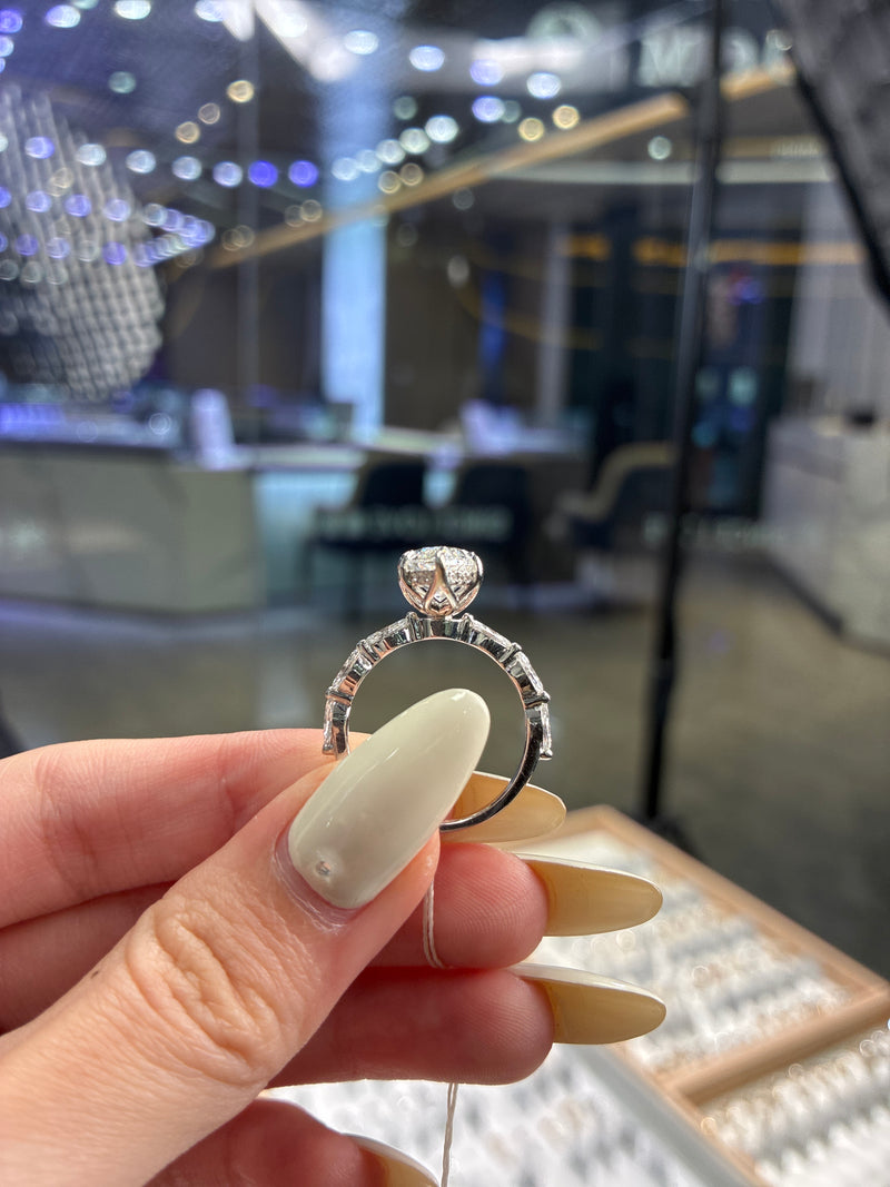 For Jessi 14K solid white gold 4carat marquise E/VVS2 with 0.914ct marquise&hidden halo(ready to ship)
