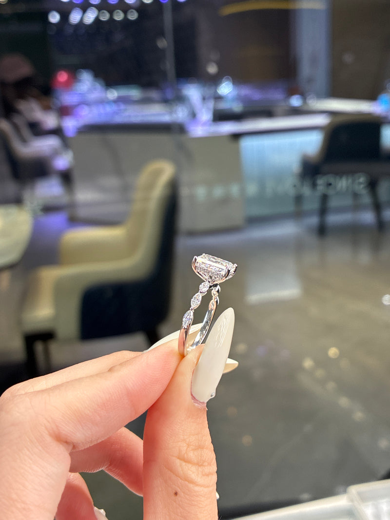 For LisaLD 14k solid white gold 2carat radiant E/VVS2 with 0.48ct marquise&hidden halo(ready to ship)