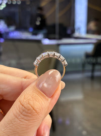 For Elizabeth, Cushion half eternity band, each stone 0.25ct, in 14k white gold