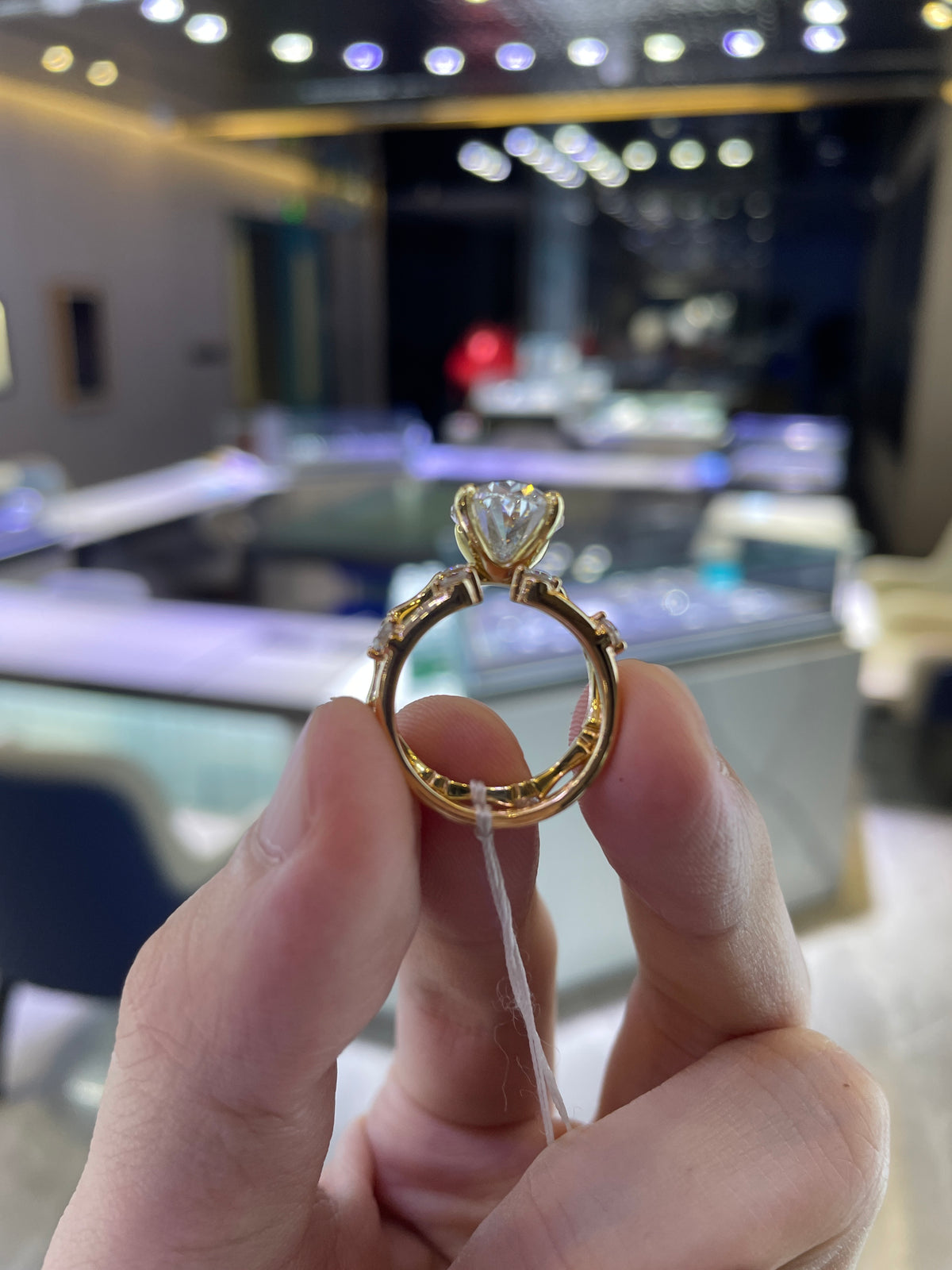 Retainer for A.CAMILA wedding set: Bamboo Band Oval Solitaire Ring 14k solid yellow gold/3.070ct Oval shape center stone/8 side stones total 0.338ct/Bamboo Band Ring 14k Solid Yellow Gold 8 stones total 0.338ct US Size 7
