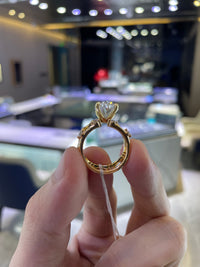 Retainer for A.CAMILA wedding set: Bamboo Band Oval Solitaire Ring 14k solid yellow gold/3.070ct Oval shape center stone/8 side stones total 0.338ct/Bamboo Band Ring 14k Solid Yellow Gold 8 stones total 0.338ct US Size 7