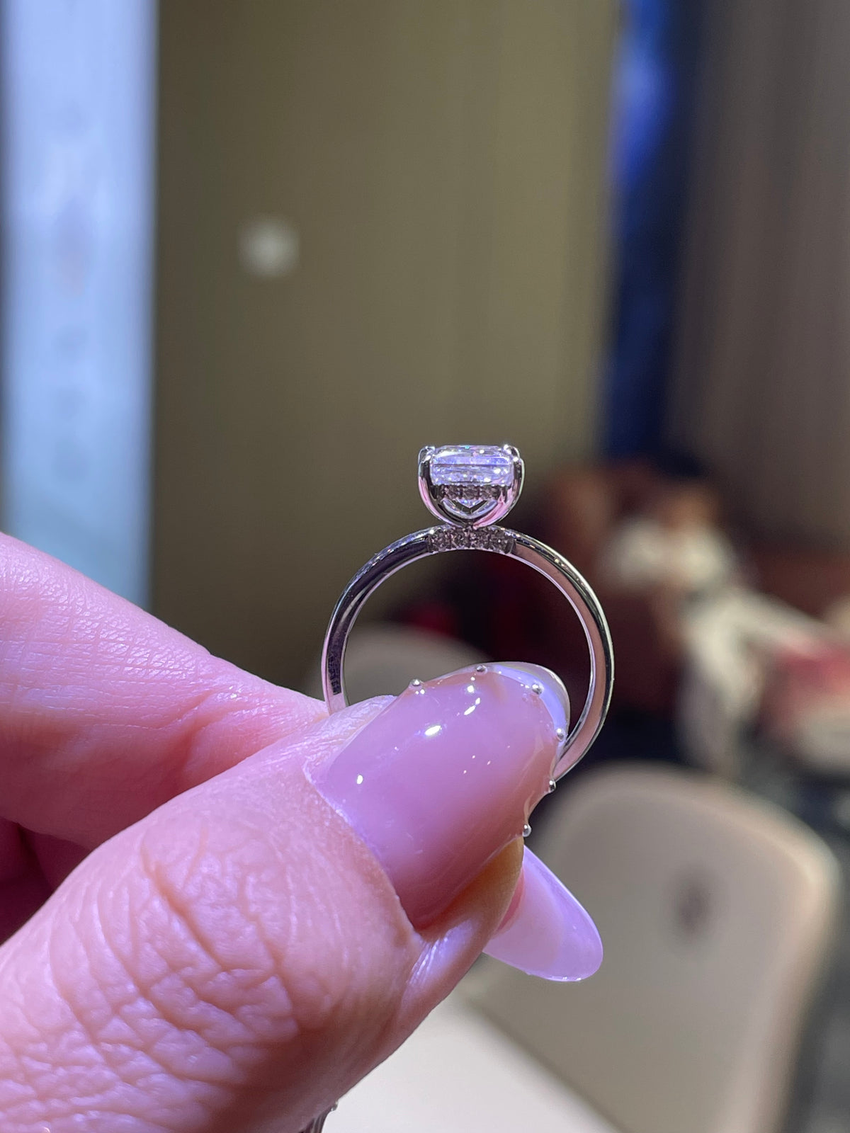 For Southern, 1ct princess cut solitaire engagement ring, D/VVS2