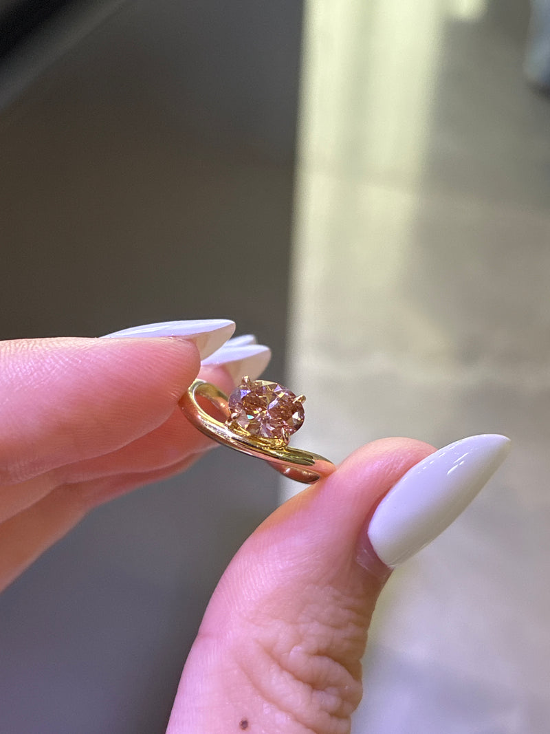 For Shrija Sharma 14k solid yellow gold 0.763ct fancy brown VS