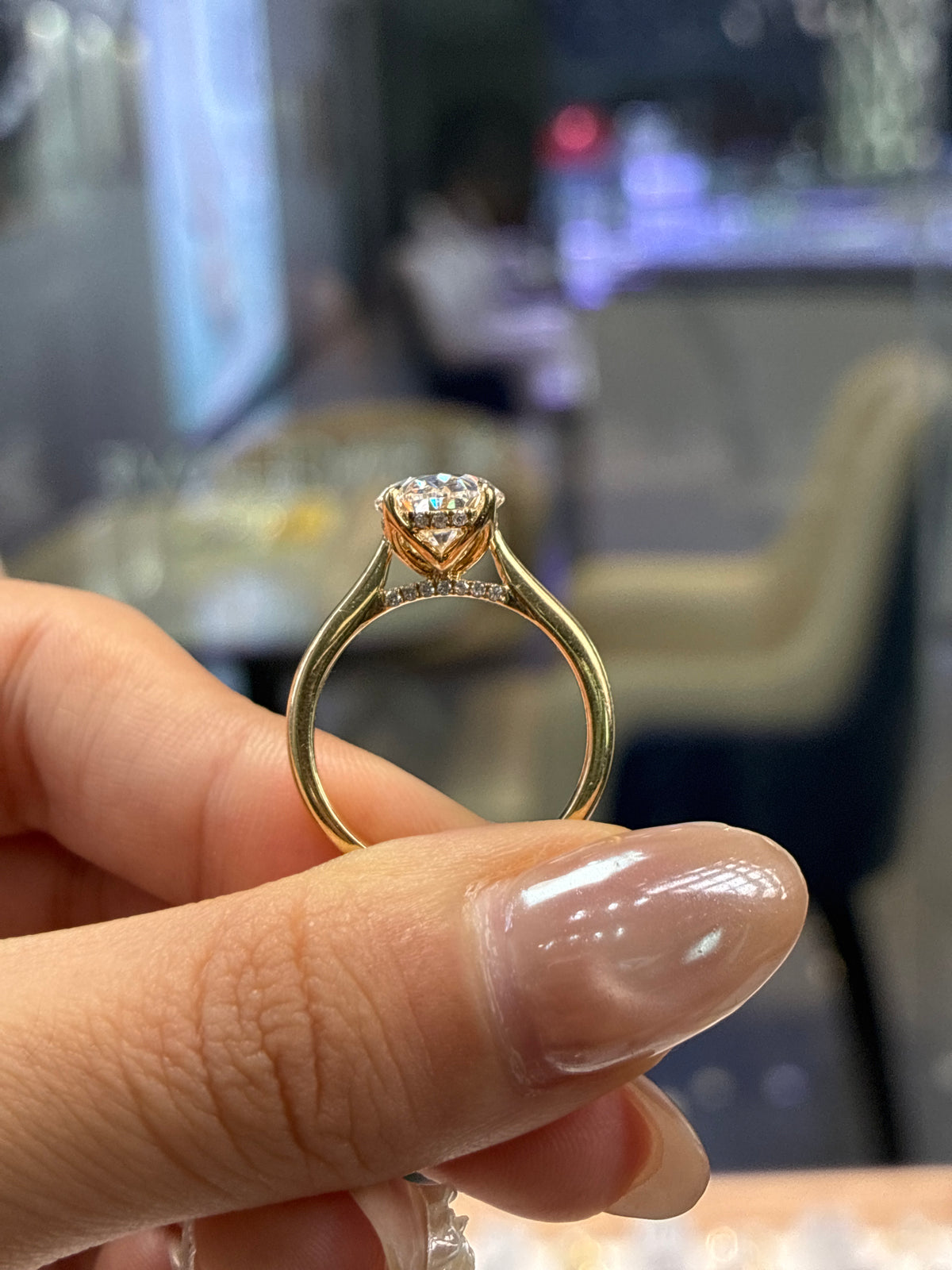 For Damaris Villegas 14k yellow gold, engagement ring -3ct main stone, E/VVS2+14k yellow gold 0.445ct total for the marquise band