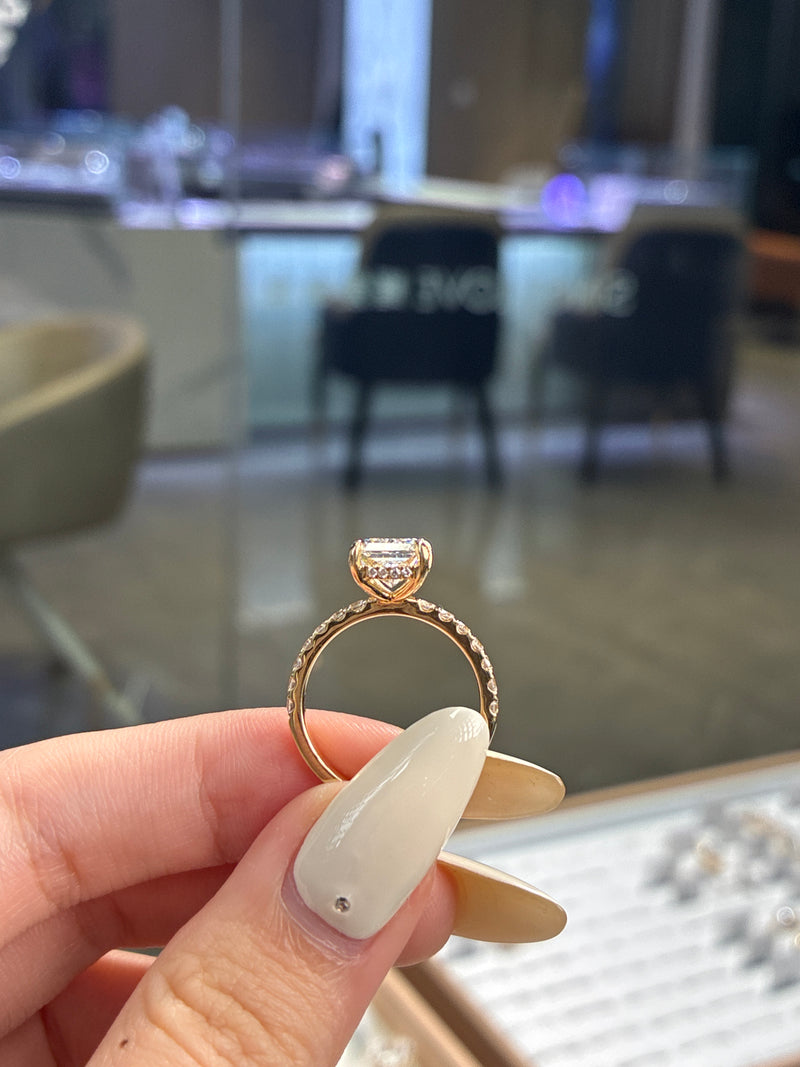 Deposit for LoveyLove 14K solid white gold setting for a 4.11carat pear diamond with 0.495ct pave band