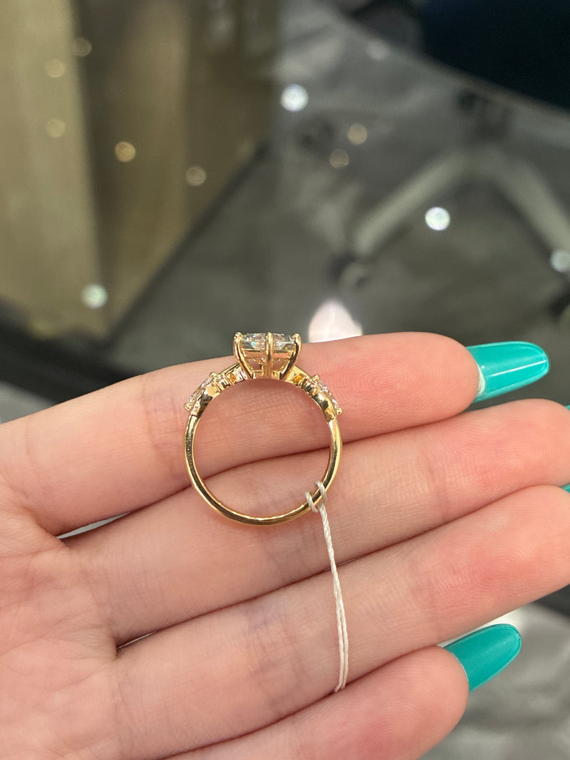 For jininguyen 14K solid gold 3.02ct Dutch Marquis shape E VS1 with 0.242ct side stones