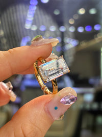 Deposit for Hellodrmrsposh, 10.56ct Emerald Ring ,coco band , E/VVS2, 14k solid yellow gold, live stream price $5623
