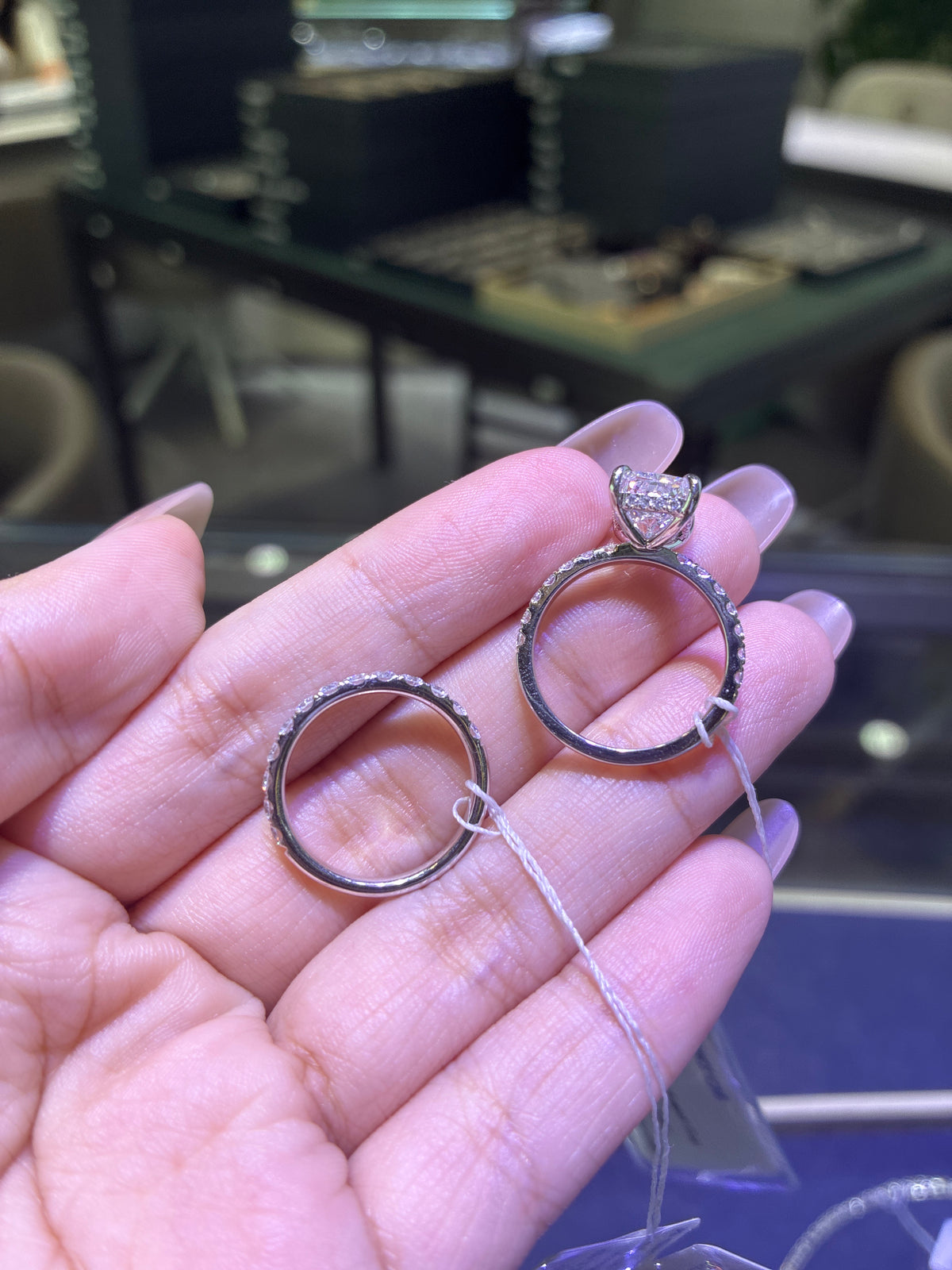 Reminding balance For bingbing 3.1ct radiant 14k E/vs1 and platinum band 0.678ct set