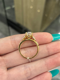 Deposit For Tara 14K solid yellow gold 3.36ct Oval D VS1 with cluster band 0.428ct side marquise stone