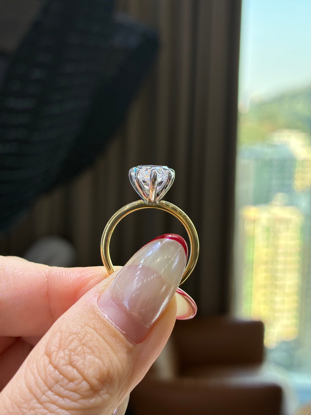 For Rina, 3.4carat Pear Solitaire Two Tone lab diamond ring