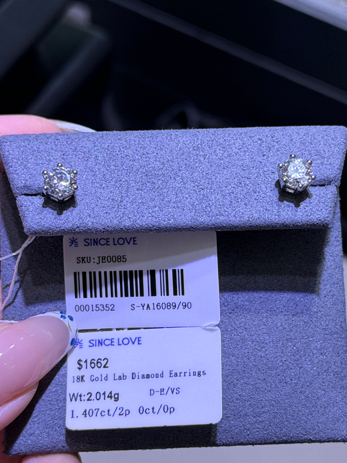 For Jessica, custom order for 1.4ct lab diamond earrings studs