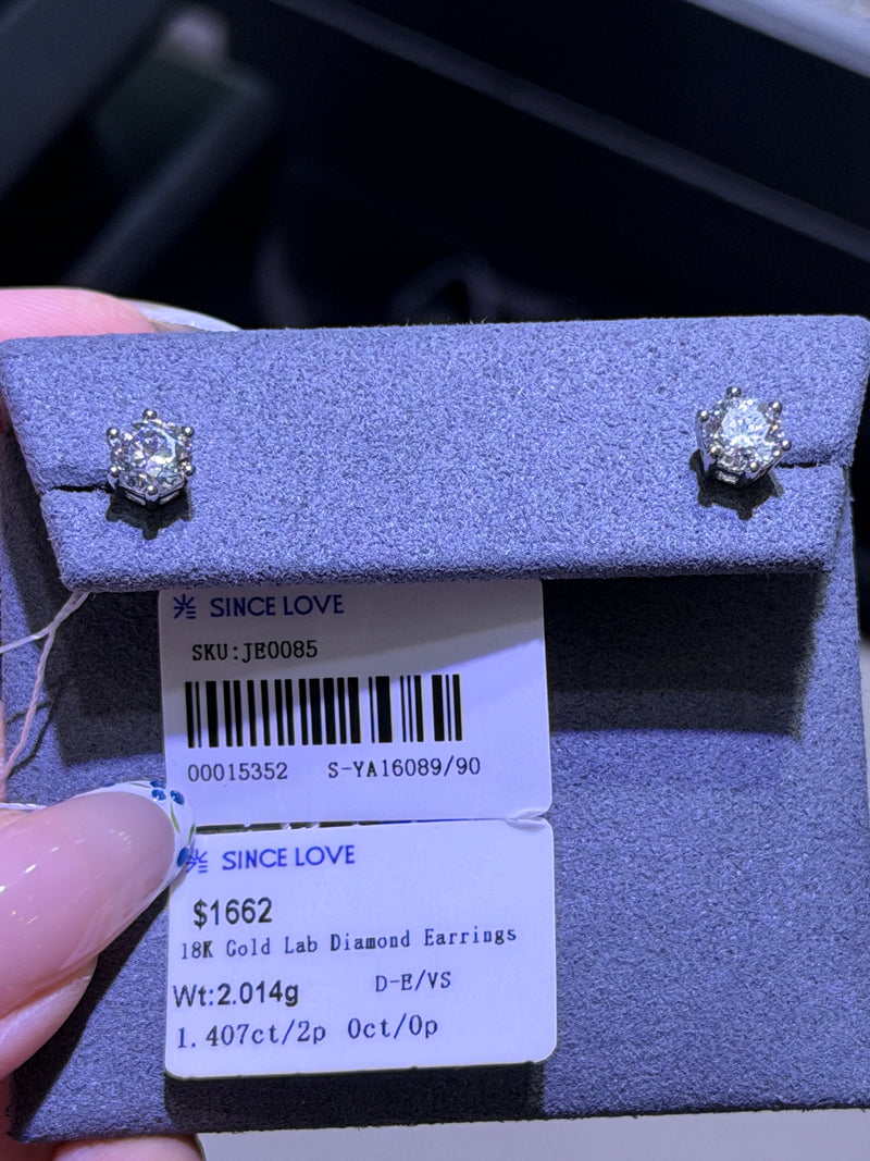 For Jessica, custom order for 1.4ct lab diamond earrings studs