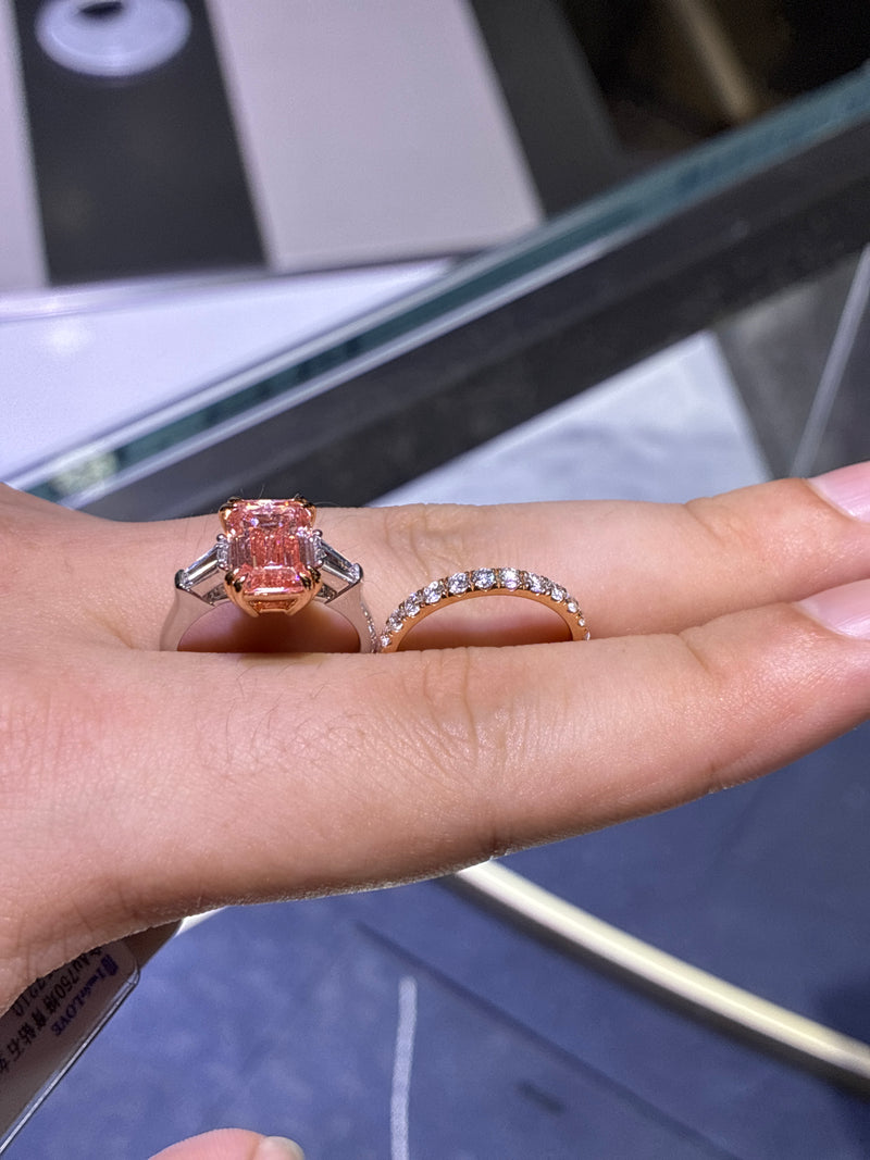 Deposit for J3NN J3NN, a set ,main stone 4.08ct pink VS1 14k white gold side stone 0.42ct and pave band 0.543ct 14k white gold