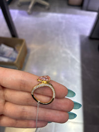 Deposit for User23086 14K yellow gold 2.05ct pinkpear with hidden halo, without channel side stones, thinner band.