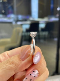 For Brandi, 1ct Princess cut Solitaire with hidden halo, E/VVS2, in 14K solid white gold