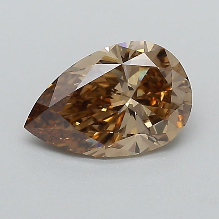 Deposit for Nidia 14K solid yellow gold with 1.09ct+1.10ct total 2.19ct, light brown pear diamond, VVS1+VVS2