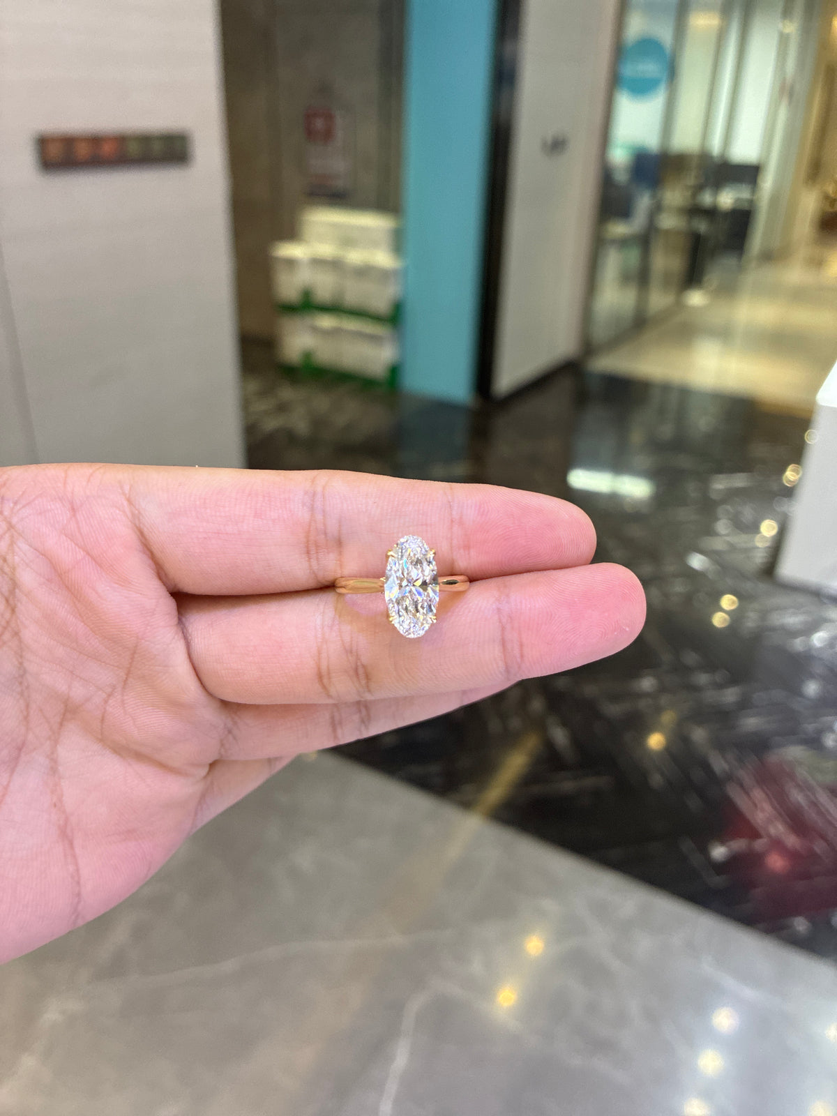 For Gmoneyy 14k yellow gold ring with 3ct main diamond side diamonds 0.136ct