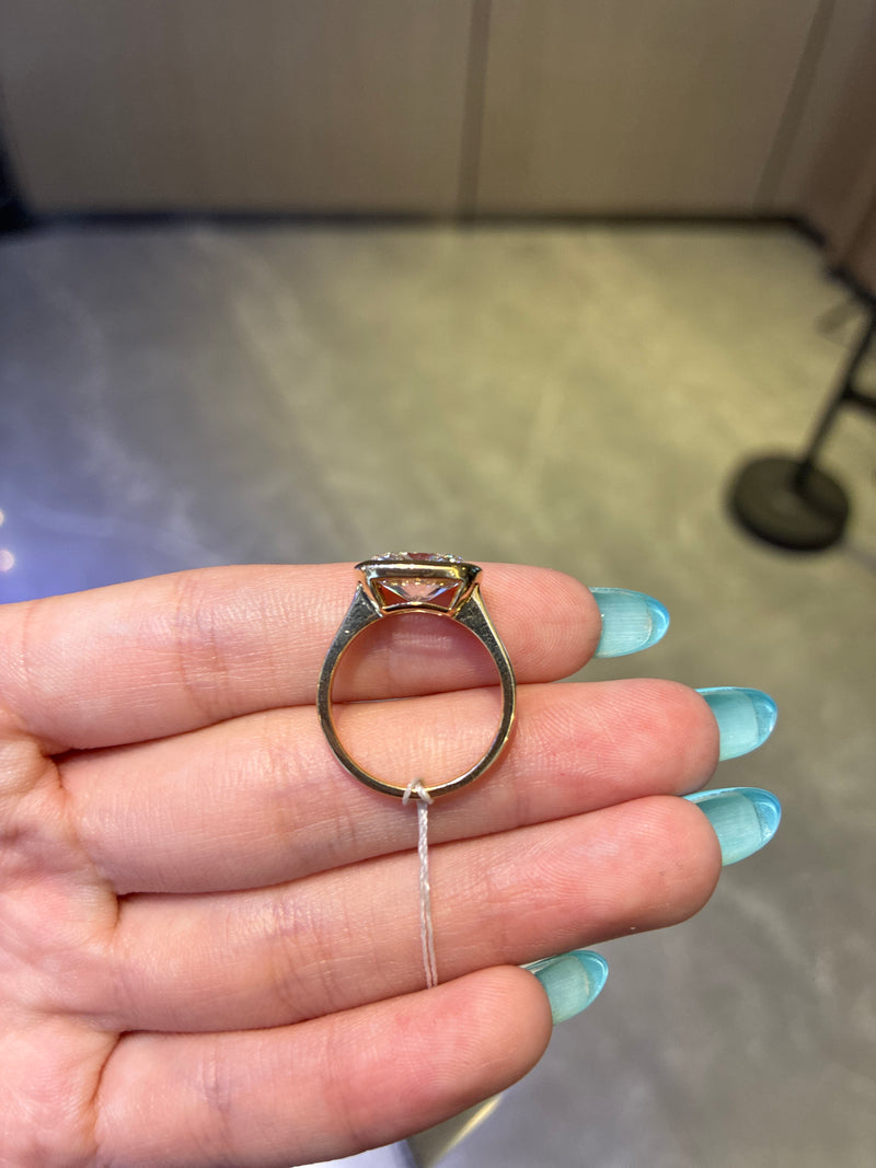 For Brittany 14K yellow gold 3.01ct cushion cut E Vs 1 bezel setting ring