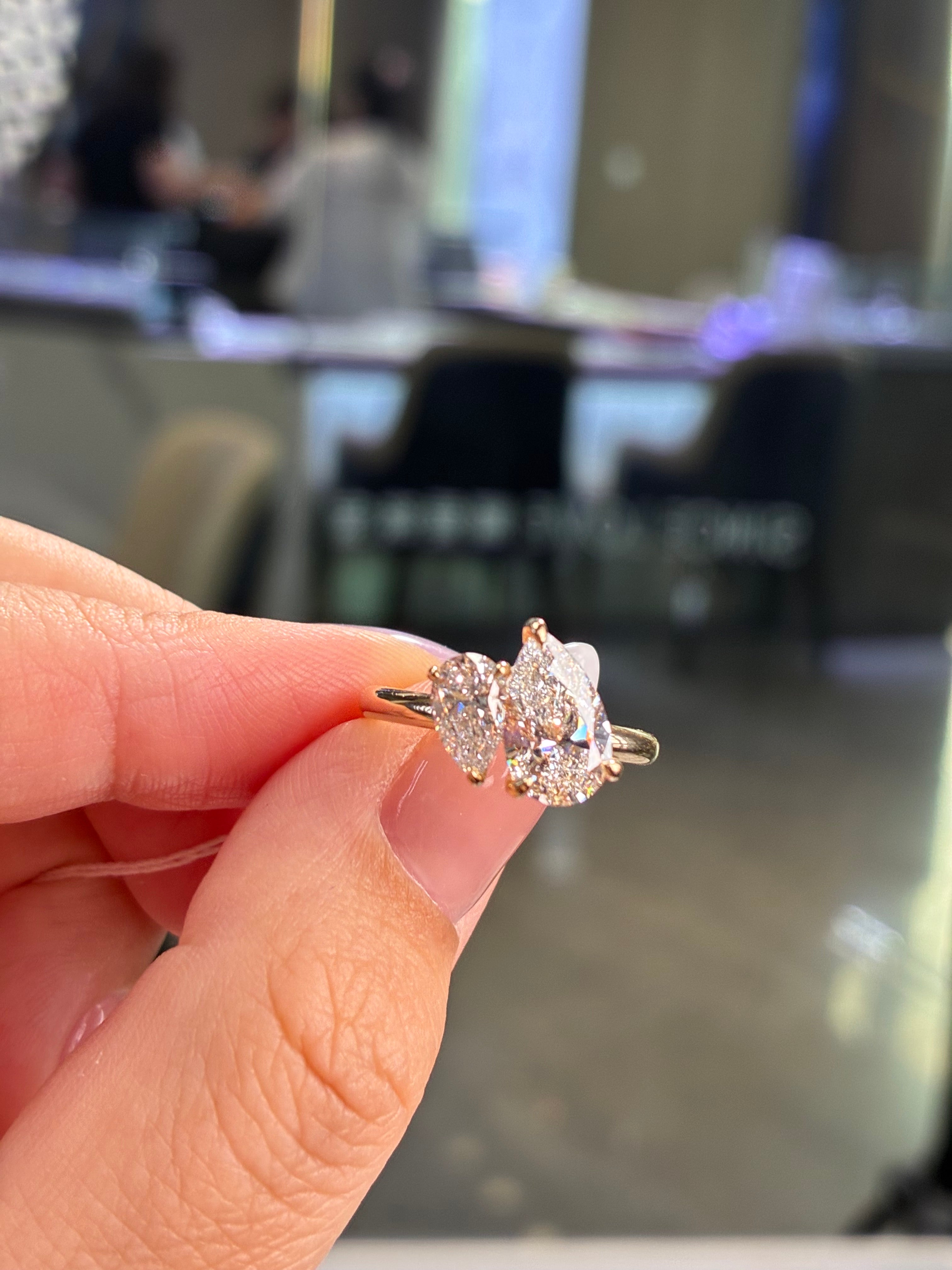 For…, total 2.1ct Toi et Mio Engagement ring, D/VVS2, in 14k yellow gold