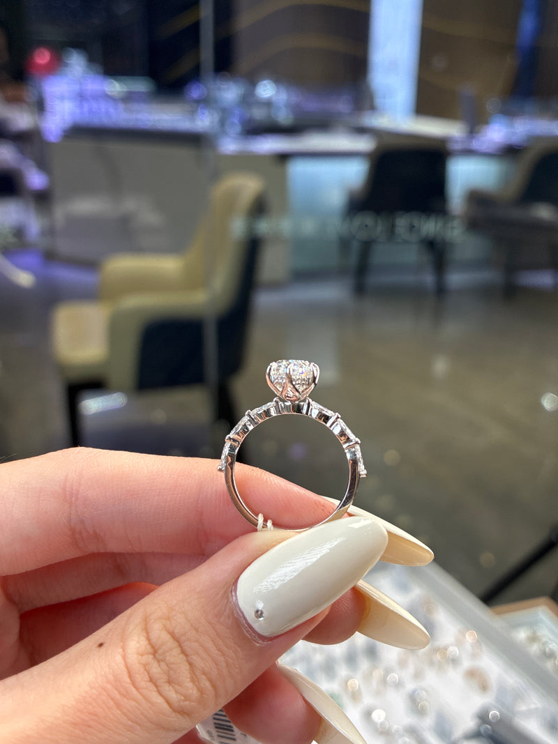 For Beauty Peps LLC 14k solid white gold 2.51ct marquise with 0.441ct marquise bubble band&hidden halo(ready to ship)
