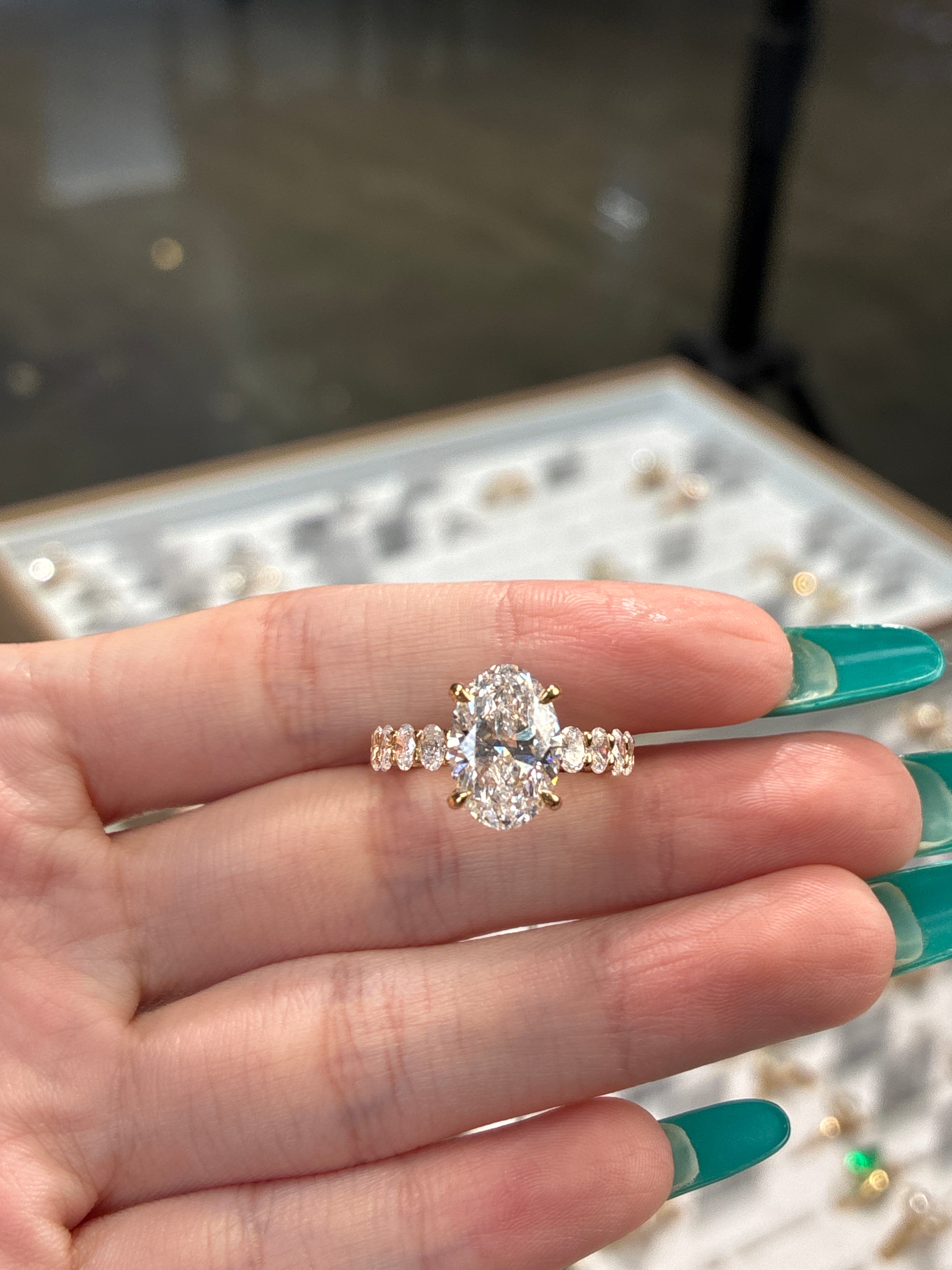 Remaining balance for Grlbluu 14K solid gold 3.06 carat E/VVS2, with 2.028ct sidestones with 14k bubble wedding band